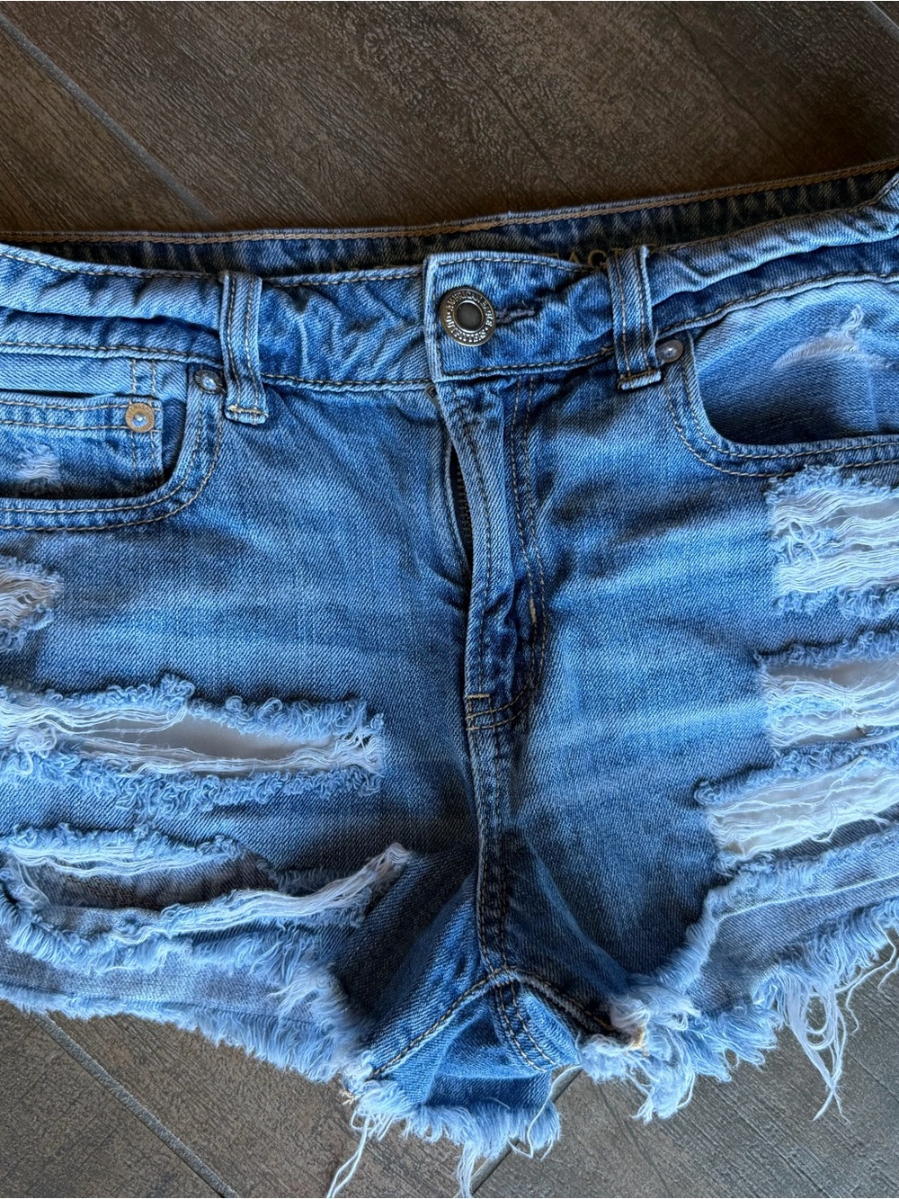 American Eagle Outfitters Light Blue Distressed Denim Cutoff Shorts